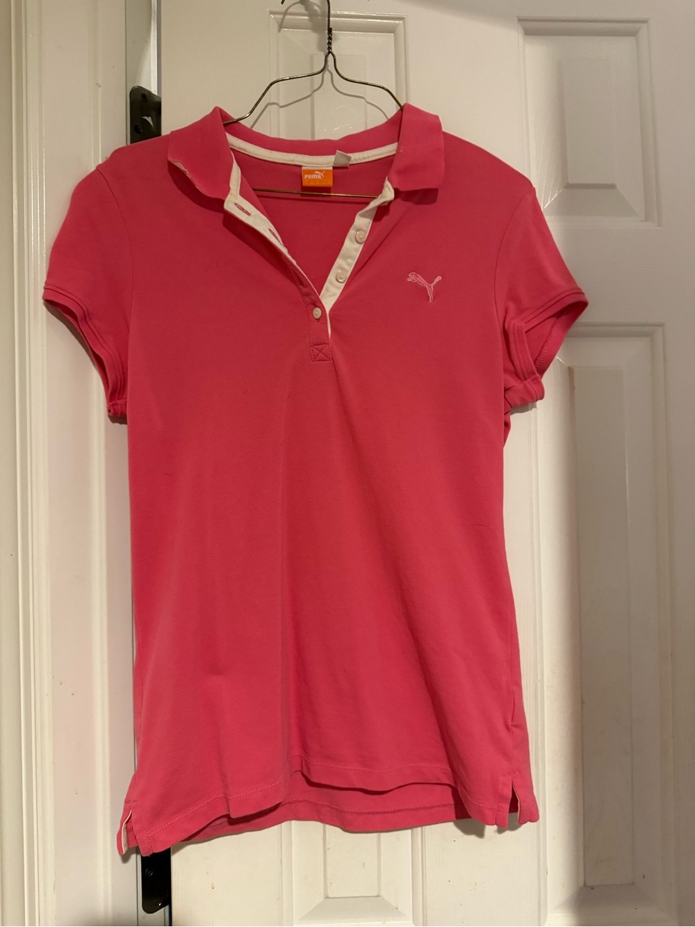 Puma Women's Bright Pink Polo Shirt with Button Placket